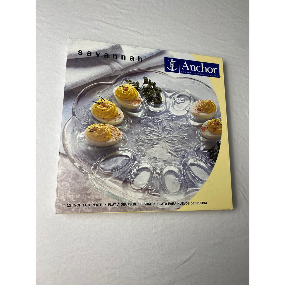 Anchor Hocking Savannah Clear Glass 12 Inch Deviled Egg Plate Platter 86108L